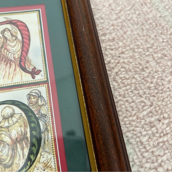 NOEL Art Print Christmas Decor Nativity & Angel in BROWN & GOLD FRAME - Picture 11 of 12